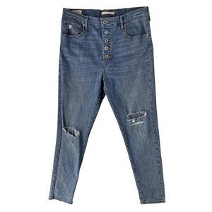 Levi's Mile High Super Skinny Womens Jeans Size 32 Ripped Light Wash Denim
